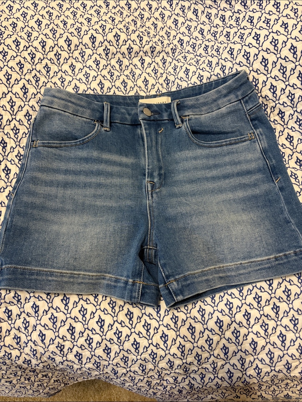 High-Rise Blue Denim Jean Shorts